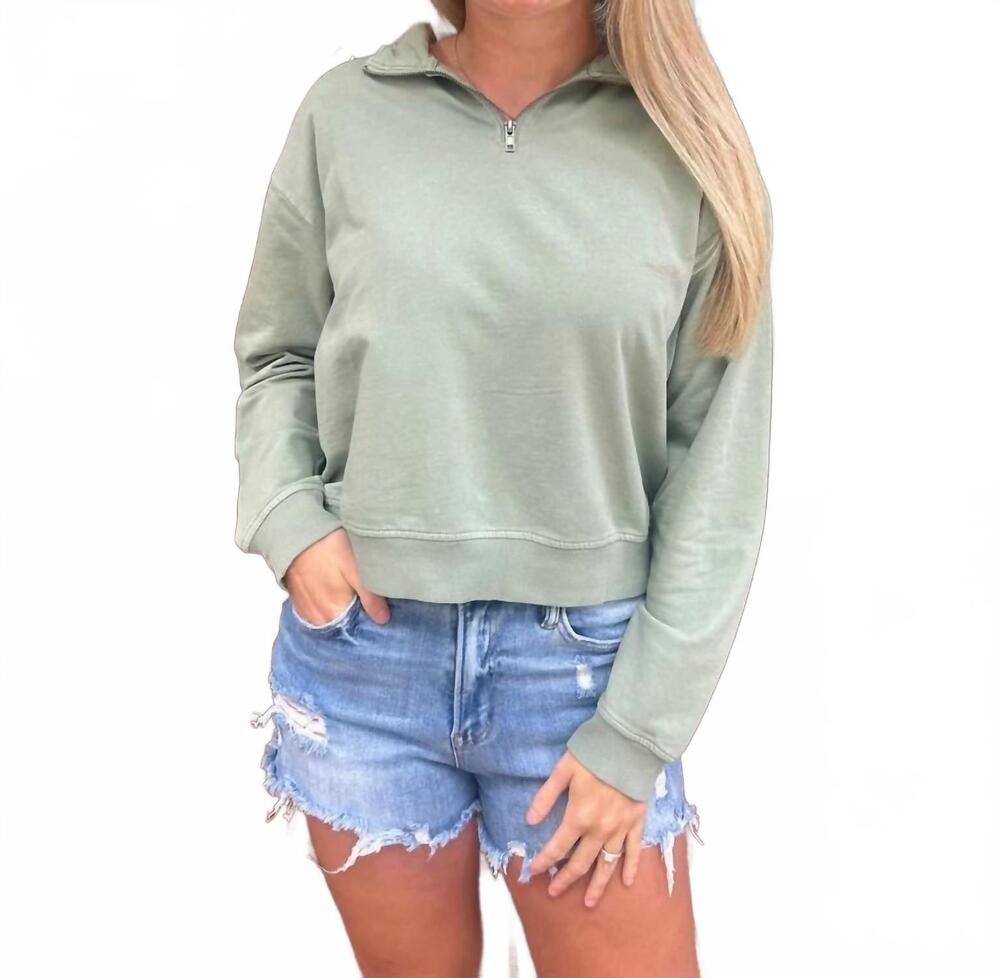 NEW DOUBLE ZERO half 1/4 zip pullover in sage